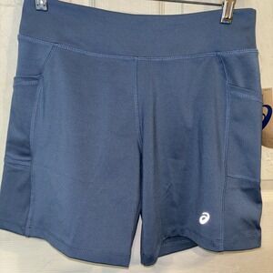 Oasics Women's Athletic Shorts Size M BLUE Polyester/Spandex 2 Pockets  NWT